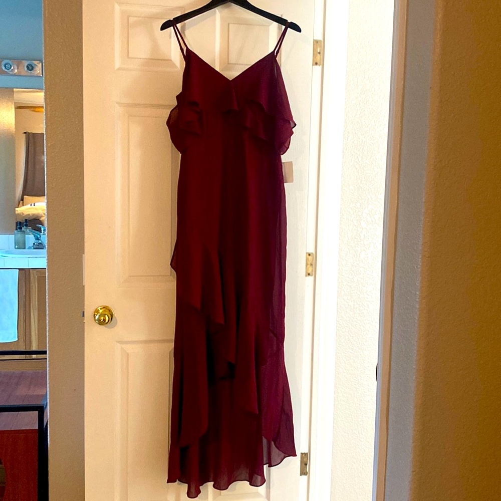Burgundy lulu’s high-low dress.